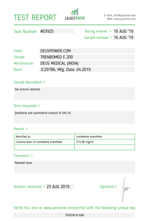 TRENBOMED E 200 (TRENBOLONE ENANTHATE) INJECTABLE STEROID IN AMPOULES Deus Medical - Image 2