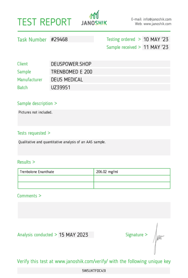 TRENBOMED E 200 (TRENBOLONE ENANTHATE) INJECTABLE STEROID IN AMPOULES Deus Medical - Image 4